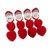 Mini estuches de transporte rojos lindos Caja de anillo en forma de corazón rojo plegable para anillos Tapa Caja de presentación de terciopelo abierta Embalaje de joyería 24 piezas 254q