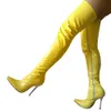 12 см высокая высота секс сапоги женщины каблуки указал топ шпильках пятки над коленом сапоги № 743