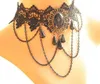 Gothic Crystal Choker Halsband Vintage Tattoo Tassel Punk Style Lace Hängsmycke Bröllop Smycken För Kvinnor Felaktigt Krage Uttalande Halloween Present