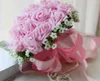 28cmローズ人工ブライダルブーケ花嫁の花の結婚式のブーケのシルクリボン新しいビュケde Noivaマルチカラー