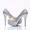 Silver Rhinestone Wedding Shoes Nightclub Party High Heel Shoes Cinderella Prom Pumps Handmade High Quanlity Women Dress Shoes