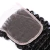 Afro Kinky Curl Bundles de cheveux brésiliens avec fermeture Tissage de cheveux humains Fermeture 4x4 Partie libre Couleur naturelle 1B Noir