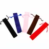 Wholesale- 5 Pcs/lot Velvet Pen Pouch Holder Single Pencil Bag Pen Case With Rope For /Fountain/Ballpoint Pen Bag free shipping
