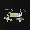 Bee Flying Dangle & Chandelier Earrings 925 Silver Fish Ear Hook 17.2x30.5mm 60pairs/lot E962