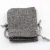 50st Gray Linen Fabric DrawString Väskor Candy Jewelry Gift Pouches Burrap Gift Jute Bags 7x9cm 10x14cm 13x18cm 15x20cm2571