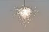 Cheap Transparente Pequeno candelabro de Iluminação Lâmpadas LED Mão Cristal vidro fundido Lâmpadas Pingente Lobby Sala de jantar Luminárias