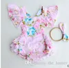 Baby Jumpsuits Set Ruffle Tutu Floral Romper Summer Toddler Print Bow Headband Bodysuit Girl Cotton Climbing Fashion Rompers Clothing J143