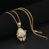 Mens Stainless Steel Gold Leopard head pendant Iced Out Bling Rhinestone Crystal Animal Pendant Fashion Hip Hop Jewelry249w