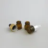 100 x 1 ml Amber Small Glass Dropper Flaskor för eterisk oljepfym Provtagning Tiny Portable Containers Mini Parfym Drop-flaskor