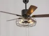 Loft Vintage takfläkt Ljus E27 Edison Pendant Lampor Fläktar Lighting 110V 220V 52 IN. 5 träblad (glödlampor ingår inte)
