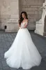 Sexy Sheer Neck Sleeve Applique Lace On Top Chapel Train Bridal Wedding Gowns Custom Made Fall Elegant Vintage Wedding Dress232w