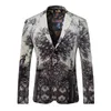 Men's Suits & Blazers Blazer Men 2021 Peacock Printed Casual Suit Jacket Slim Fit Homens Mens Stage Wear Brand Coat Q2051