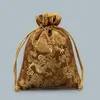 Dragon Pattern Small Silk Brocade Pouch Drawstring Jewelry Gift Bags Chinese style Packaging Candy Tea Favor Bag Spice Sachet 3pcs/lot