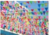 Hurtownie-5bags 75m / Bag150flags (10ropy) Wedding Turting Triangle Flag Decoration Christmas Festival Supplies Mried String Flags Decor