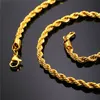 Corda 18k cadeia real Ouro de aço inoxidável Colares para Chains homens do ouro jóias de Moda