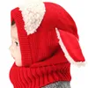 Winter Baby Hoed 2017 Hoeden Voor Meisjes Kinderen Kinderen Konijn Lange Oor Cap Zachte Gehaakte Baby Caps Capuchon Sjaal Set Bonnet264U2009550