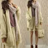 Gros-Nouveau style 2015 Automne hiver femmes rétro lâche manches chauve-souris grande taille long cardigan pull femmes manteau survêtement