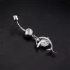 Mode piercing kropp smycken koreansk deisgn trendig vit kristall dolphin navel belly knapp ring lovery dancing mage ringar