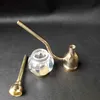 Transparente Flasche Kupferfarbe Metall Wasser Rauchrohr Arabische Schnitzerei Shisha Shisha Filter Tabak Zigarette Pot Bongs Öl Rigs HO2893651