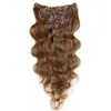 7A 100 처녀 휴먼 헤어 확장 클립에서 Remy Hair Body Wave Full Head Mix Color68591326998270