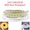 12mm Szerokość 5 M Single Row 2835 1200 SMD LED Strip 12V Elastyczny 240 LED / M Taśma LED biała / ciepła biała