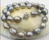 Vacker 10-12mm grå barock pärlor sötvatten pärlhalsband