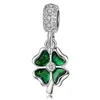 20st Lot Fashion Silver Plated Emamel Four Leafs Clover Design Alloy Metal Diy Charms Fit European ArmeletNecklace Low PE271Y