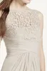 Ärmlös Lång Chiffon Brudtärna Klänning Med Corded Lace F15749 Sheath Wedding Party Dress Aftonklänning Formella Klänningar