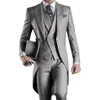 Custom Made Groom Tuxedos Groomsmen Morning Style 14 Style Best man Peak Lapel Groomsman Men's Wedding Suits (Jacket+Pants+Tie+Vest)J711