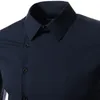 Männer Casual Shirts Mode Neue Männliche Business-hemd Slim Fit Herbst Frühling Lange Ärmeln Quadrat Kragen Tops Männlich tasten schräge Tees