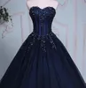 Navy Blue Ball Gown Long Colorful Wedding Dresses Sweetheart Beaded Lace Appliques Corset Non White Bridal Gowns Non Tradiitional