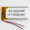 3.7V 500mAH 602040 Lithium Polymer Rechargeable Batteri Lipo Cells Ion Power för MP3 Headphone DVD GPS Mobiltelefon Kamera PSP Game Toys