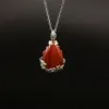 Wholesale Hot Crystal Quartz Teardrop Pendant Pear Shape Rose Quartz Carnelian Single Bail Charm Healing Stone Pendants Necklace for Sale