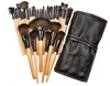 32 pezzi di pennelli per trucco professionale in legno rosa nero mini set set di pennelli cosmetici custodia arrotolabile eyeliner ombretto pennello strumenti per il trucco