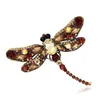 Rhinestone Dragonfly Brooches For Women Antique Gold Color Scarf Lapel Brooch Pins Animals Crystal Jewelry Gifts 216F