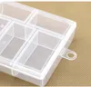 Empty 6 Compartment Plastic Clear Storage Box For Jewelry Nail Art Container Sundries Organizer Free Shipping wen4652