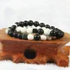 Mens smycken Hela 10st Lot 8mm Quality Matte Agate White Howlite Marble Stone Square Pärlagade armband för Men2918