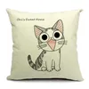 Cat Pillow Cover 9 Styles 45x45cm Cotton Linen Cat Pattern Cushion Cover Thick Throw Pillow Case for Home Office Sofa