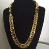 Free shipping 18K real yellow solid GOLD FILLED N28 CUBAN DOUBLE CURB CHAIN SOLID HEAVY MENS GIFT NECKLACE 23.6 inch 10 mm