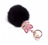 Crystal Fox Pompom Key Ring Llavero Pom Pom Rabbit Fur Ball Key Chain Chain Chain Chaveiro Femme Porte Femmes Y Keychain44656085979900