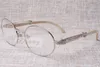 2017 New Retro Fashion Highend Diamond White Rinder Hörner Brille T7550178 für männliche und weibliche Modelle Runde Gläsern Größe 57228304009