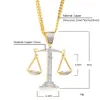 Iced Out Zircon Balance Libra Scale Pendant Bling Charm White Gold Copper Material Hip hop Pendant Necklace Chain235G