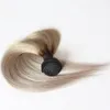 Ombre Brazilian Straight Hair Colored 100% Human Hair Weave Bund 100g 1PCS T1B/Gray Non-Remy Hair Weaving