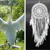 Circulaire de receveur de rêve en dentelle fait à la main avec des plumes décoration suspendue Ornement Craft Croched White Dreamcatcher Wind Chimes1348923