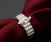 2017 vente chaude placage 925 Sterling Silver shine La bague en cristal à trois rangées Homme femme Bague de mariage de luxe 10pcs / lot taille US7 / 8