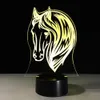 2017 New Horse Head 3D LED TABLE LUBRINO COLORIDO 7 CORROMENTO COLO ACRYLIC Night Light Decoration Lâmpada Presentes7948045