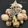100pcs 36mm Mini Crown Brooch Pin Silver Tone Clear Rhinestone Crystal Brooches Elegant Wedding Party Buckle