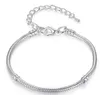 Braccialetti con ciondoli Argento sterling 925 3mm Catena a forma di serpente Ciondoli adatti Bracciale rigido con perline Gioielli di moda Regalo fai da te per Uomo Donna BVGM MSNR