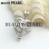 5 stycken Locket Presentbur 925 Sterling Silver Kärlek Önskar Pearl Heart Hollow Cage Pendant Montering