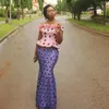 2K17 Schwarze Mädchen-Abschlussballkleider aus der Schulter, handgefertigte Applikationen, Schößchen-Spitze-Abendkleid, bodenlang, afrikanisches arabisches Partykleid